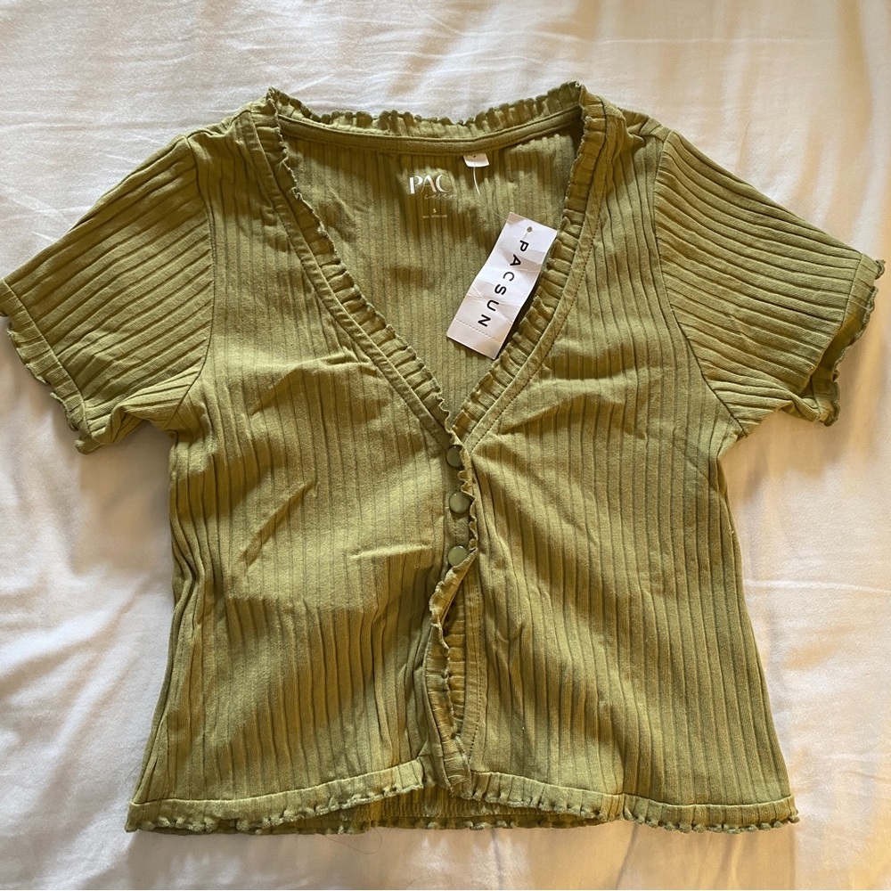 NWT pacsun olive green top ruched